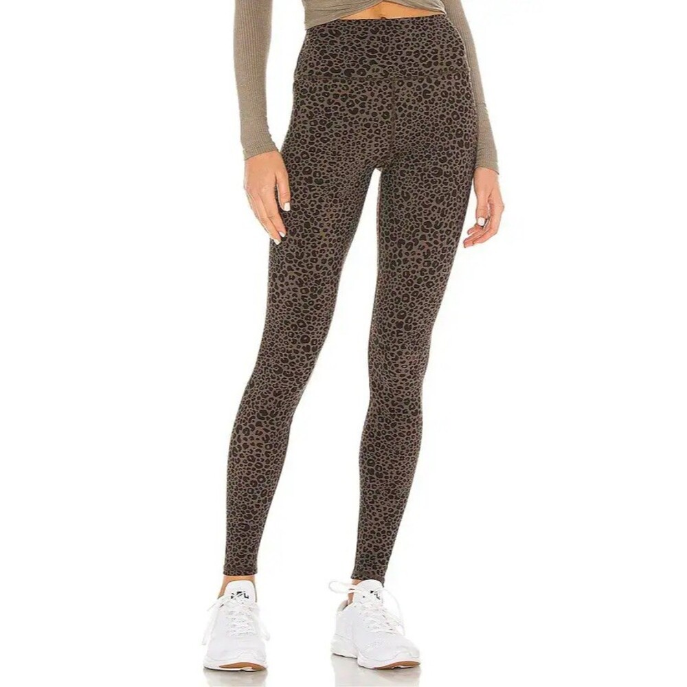 Alo Yoga Leggings Womens Size XS Green Leopard Print High-Waist Ankle